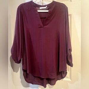 Lush Deep Purple Blouse 3/4 Sleeve